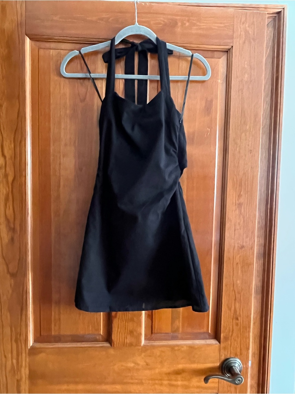 White Fox Boutique Black Halter Tie Mini Dress